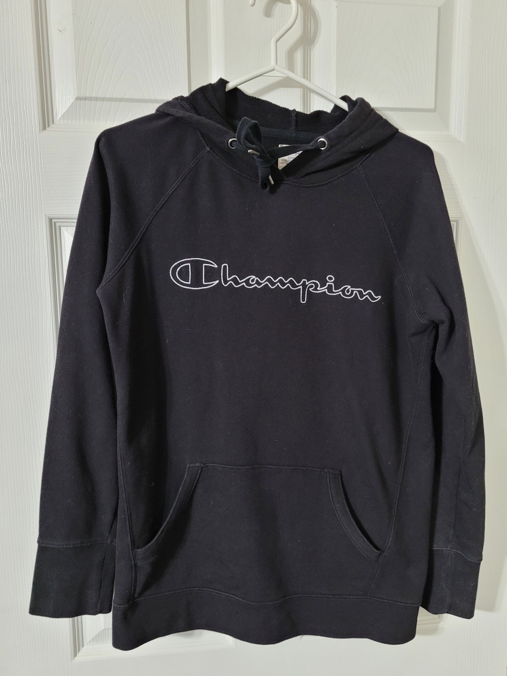 Champion Black Pullover Hoodie with Script Logo